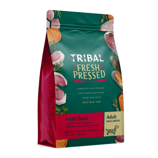 Tribal Fresh Duck Cold Pressed Dog Food | 70% Duck | Meat Meal Free | Grain Free | No Bloating | Adult Small Breeds | 2.5kg-12kg