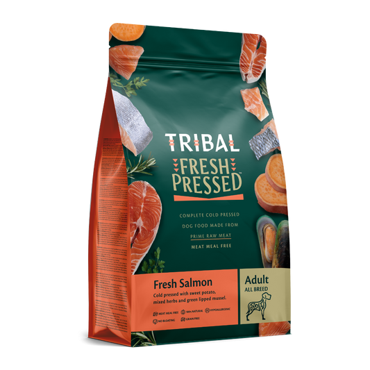 Tribal Fresh Salmon Cold Pressed Dog Food | 70% Salmon | Meat Meal Free | Grain Free | No Bloating | Adult All Breeds | 2.5kg-12kg