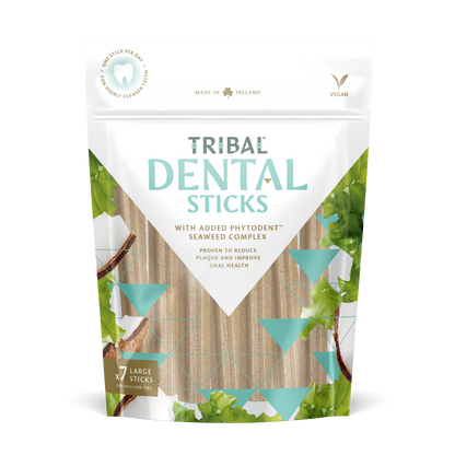 Tribal Dental Sticks Large | Vegan | Phytodent™ Seaweed Complex | Reduces Plaque | Dogs Over 15kg | 7x26g (175g)