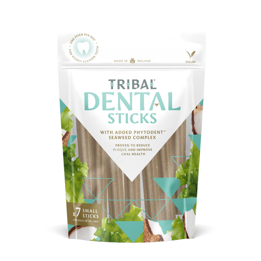 Tribal Dental Sticks Small | Vegan | Phytodent™ Seaweed Complex | Reduces Plaque | Dogs up to 15kg | 7x13g (91g)