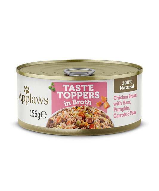 Applaws Taste Toppers in Broth with Ham & Chicken Breast | 100% Natural | 156g