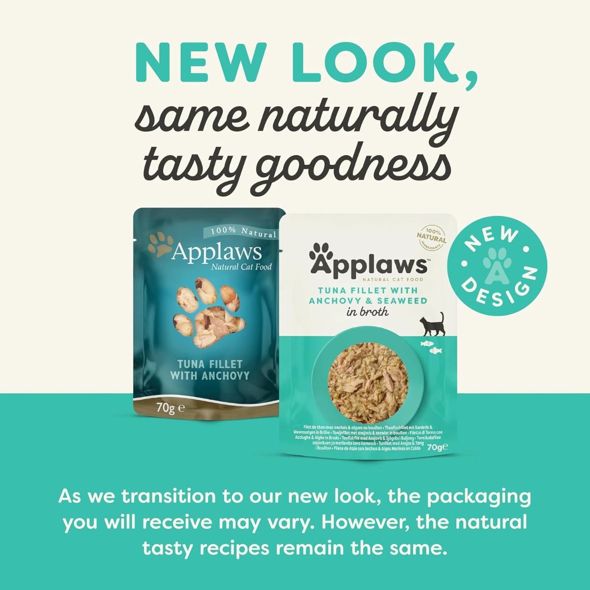 Applaws Natural Cat Food with Tuna Fillet, Anchovy & Seaweed in Broth | 100% Natural | 70g