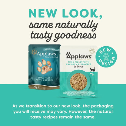 Applaws Natural Cat Food with Tuna Fillet, Anchovy & Seaweed in Broth | 100% Natural | 70g