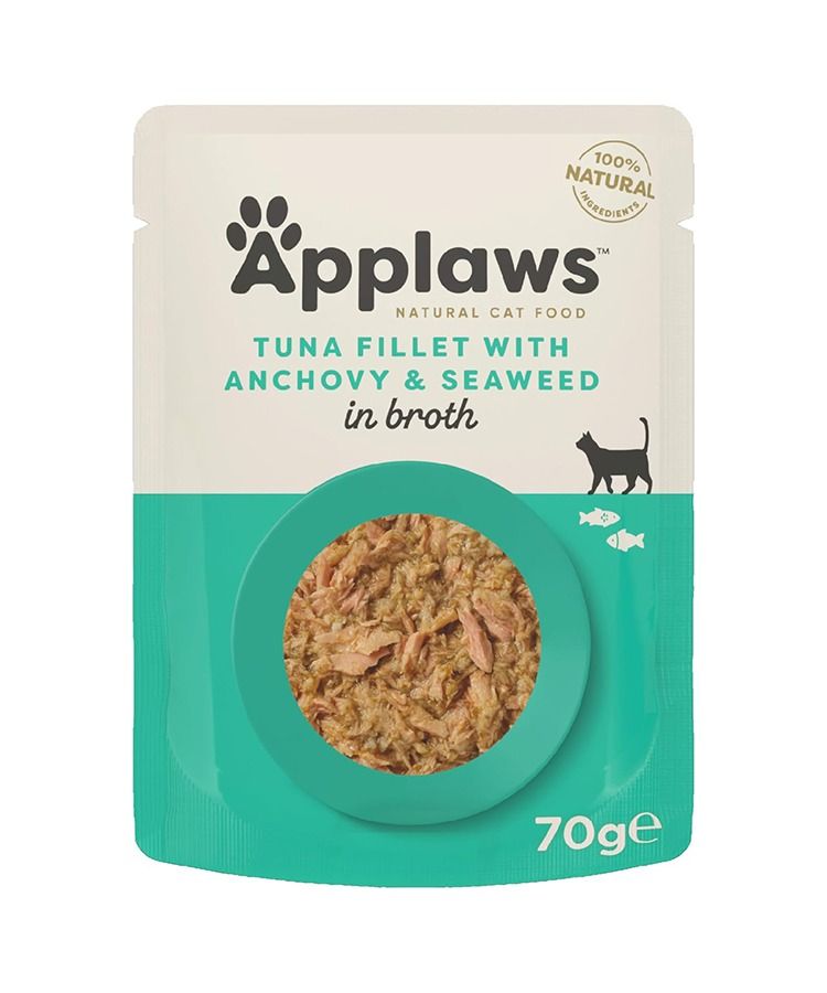 Applaws Natural Cat Food with Tuna Fillet, Anchovy & Seaweed in Broth | 100% Natural | 70g