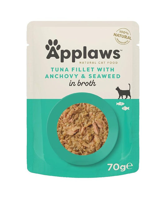 Applaws Natural Cat Food with Tuna Fillet, Anchovy & Seaweed in Broth | 100% Natural | 70g
