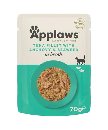 Applaws Natural Cat Food with Tuna Fillet, Anchovy & Seaweed in Broth | 100% Natural | 70g