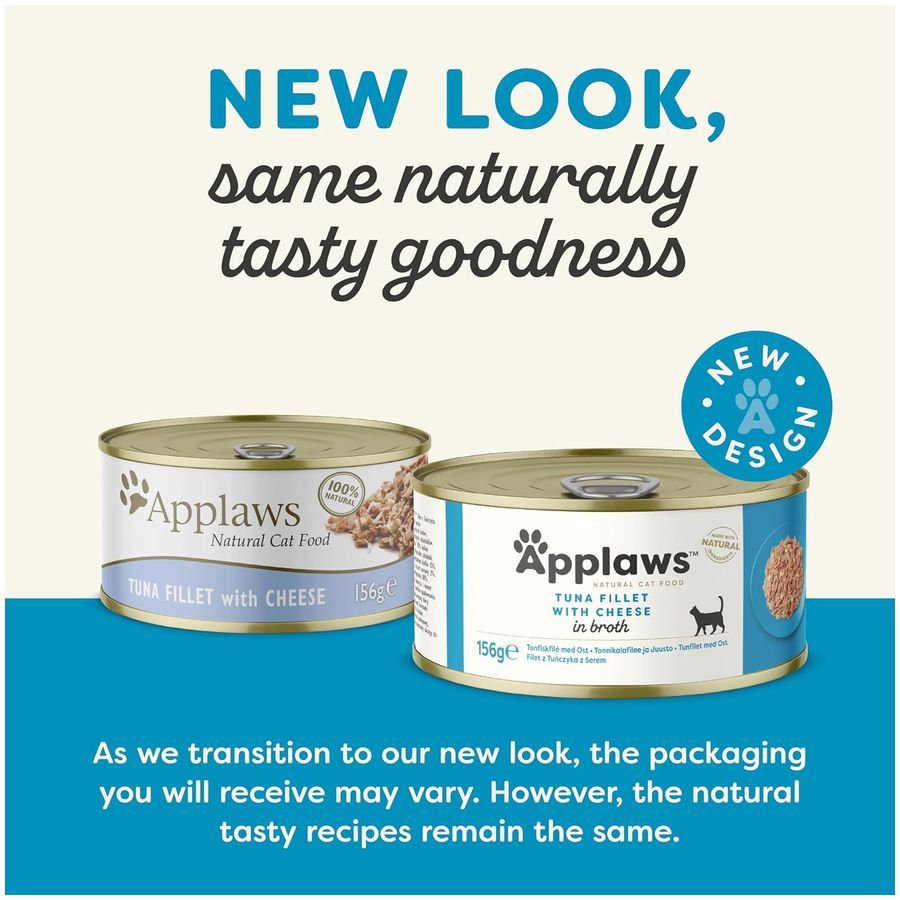 Applaws Natural Cat Food with Tuna Fillet & Cheese in Broth | 100% Natural | 156g