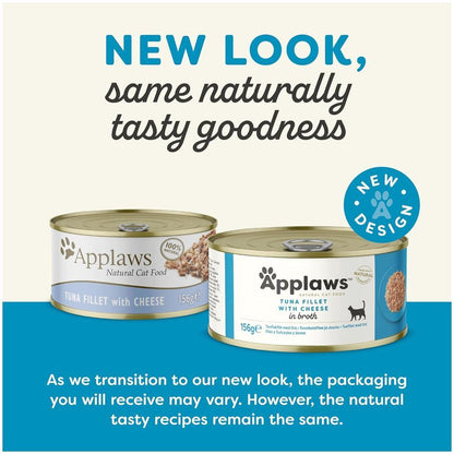 Applaws Natural Cat Food with Tuna Fillet & Cheese in Broth | 100% Natural | 156g