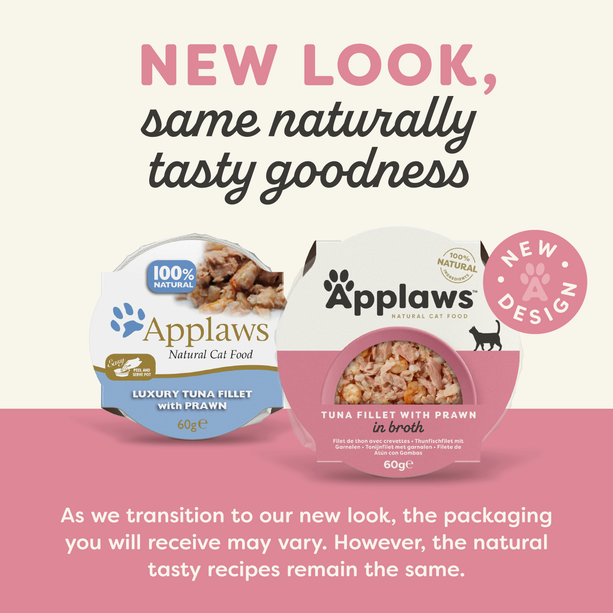 Applaws 100% Natural Tuna Fillet with Prawn in Broth | Luxury Cat Food | 60g
