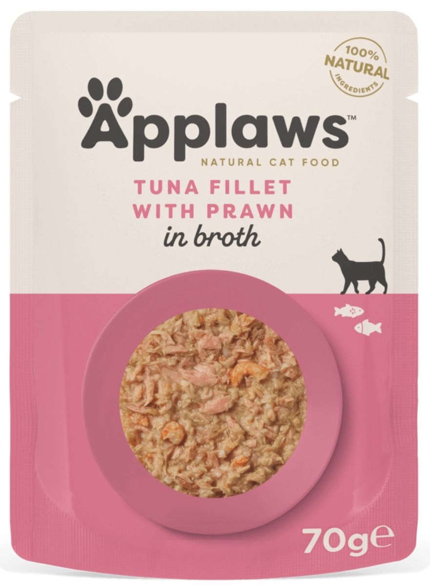 Applaws Natural Cat Food with Tuna Fillet & Prawn in Broth | 100% Natural | 156g