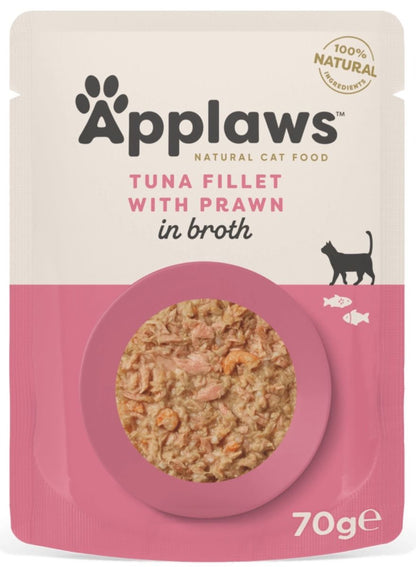 Applaws Natural Cat Food with Tuna Fillet & Prawn in Broth | 100% Natural | 156g