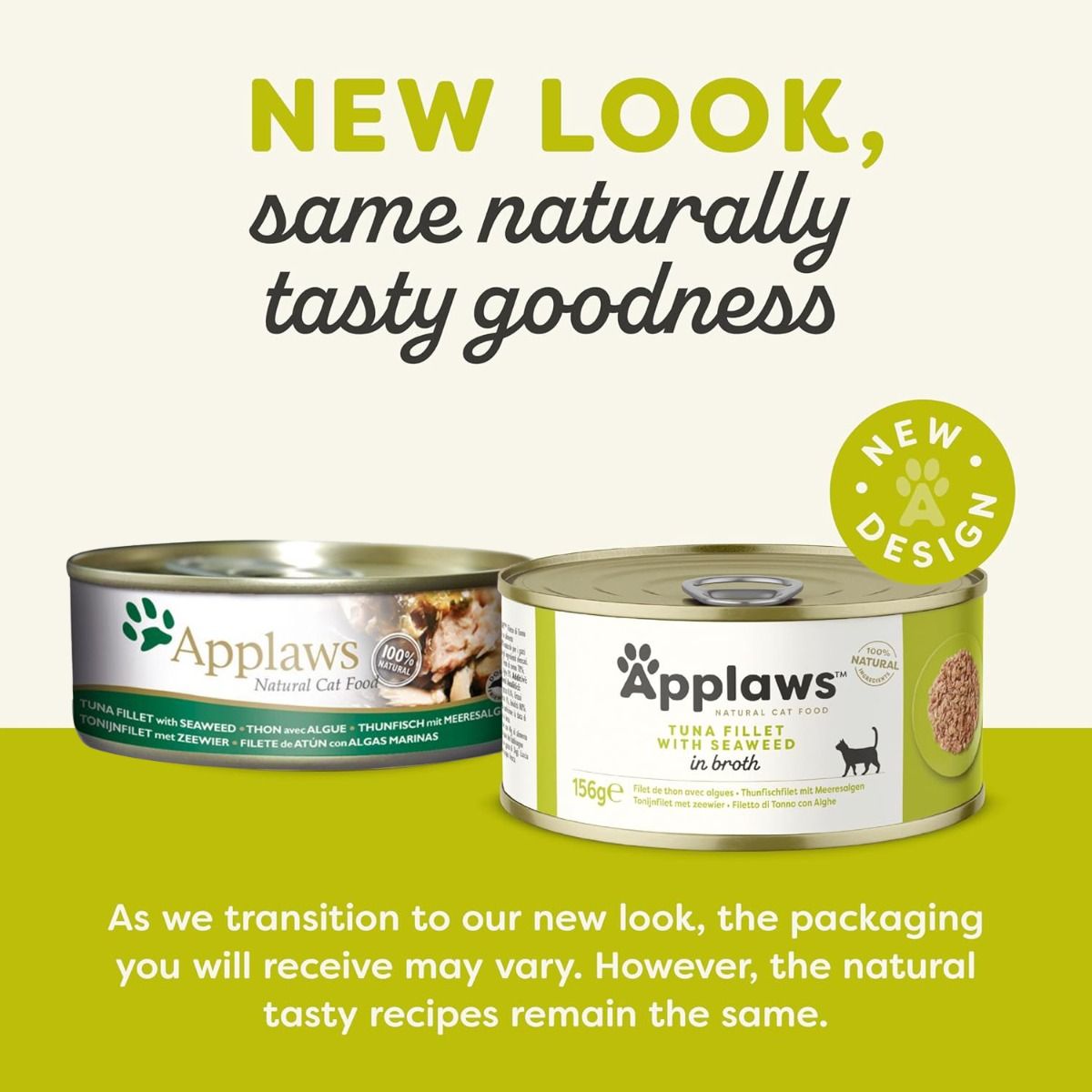 Applaws Natural Cat Food with Tuna Fillet & Seaweed in Broth | 100% Natural | 156g