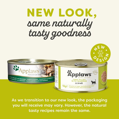 Applaws Natural Cat Food with Tuna Fillet & Seaweed in Broth | 100% Natural | 156g