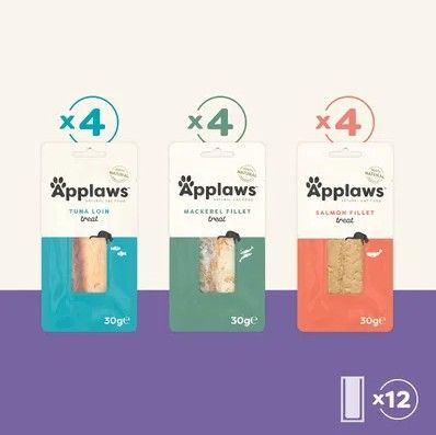 Applaws Variety Loin Selection Natural Cat Treats | Tuna, Mackerel & Salmon | 12 x 30g Pouch Pack