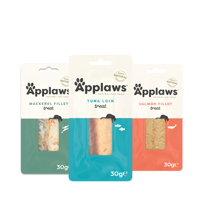 Applaws Variety Loin Selection Natural Cat Treats | Tuna, Mackerel & Salmon | 12 x 30g Pouch Pack