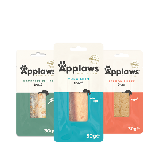 Applaws Variety Loin Selection Natural Cat Treats | Tuna, Mackerel & Salmon | 12 x 30g Pouch Pack